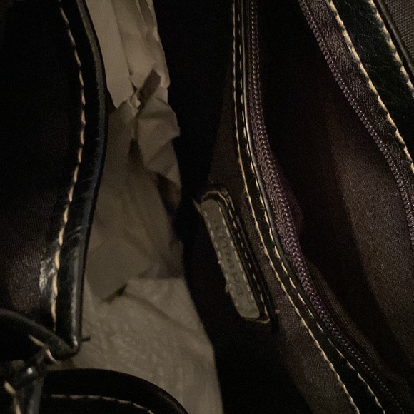 Strada handbag with black and cream zebra print. Two zippered pockets on front. - Picture 8 of 10